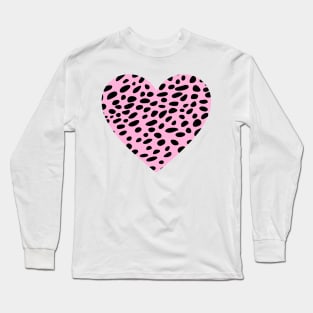 Pink Cheetah Leopard Heart Shape Long Sleeve T-Shirt